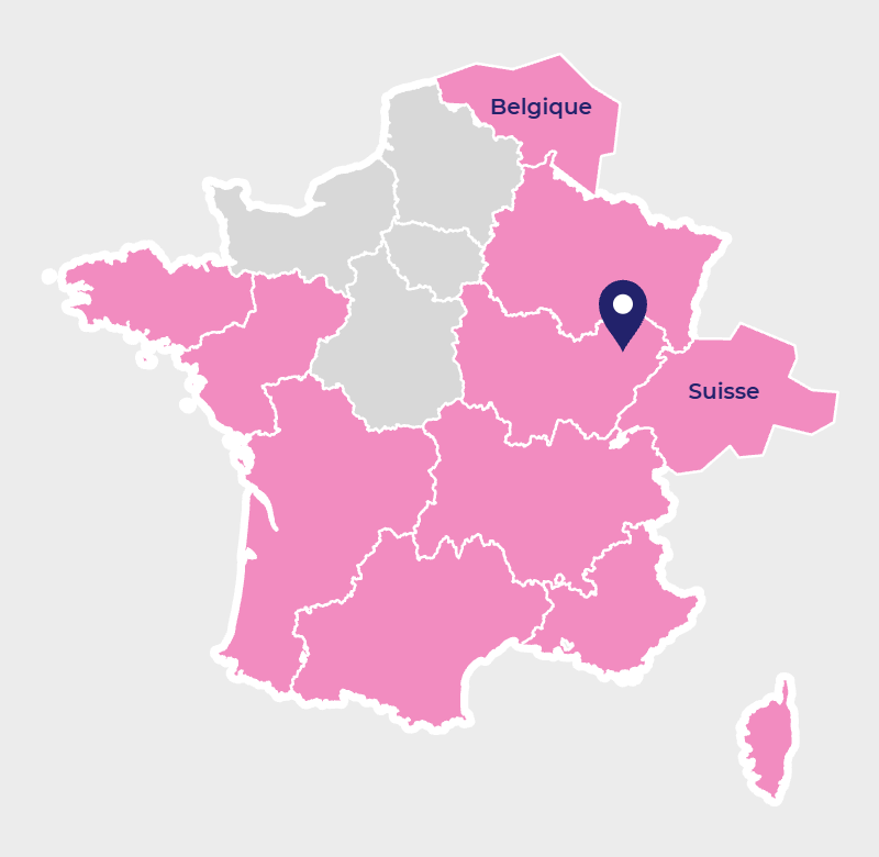 Carte des régions où des distributeurs Tooprè sont installés : 9 régions françaises, la Belgique et la Suisse